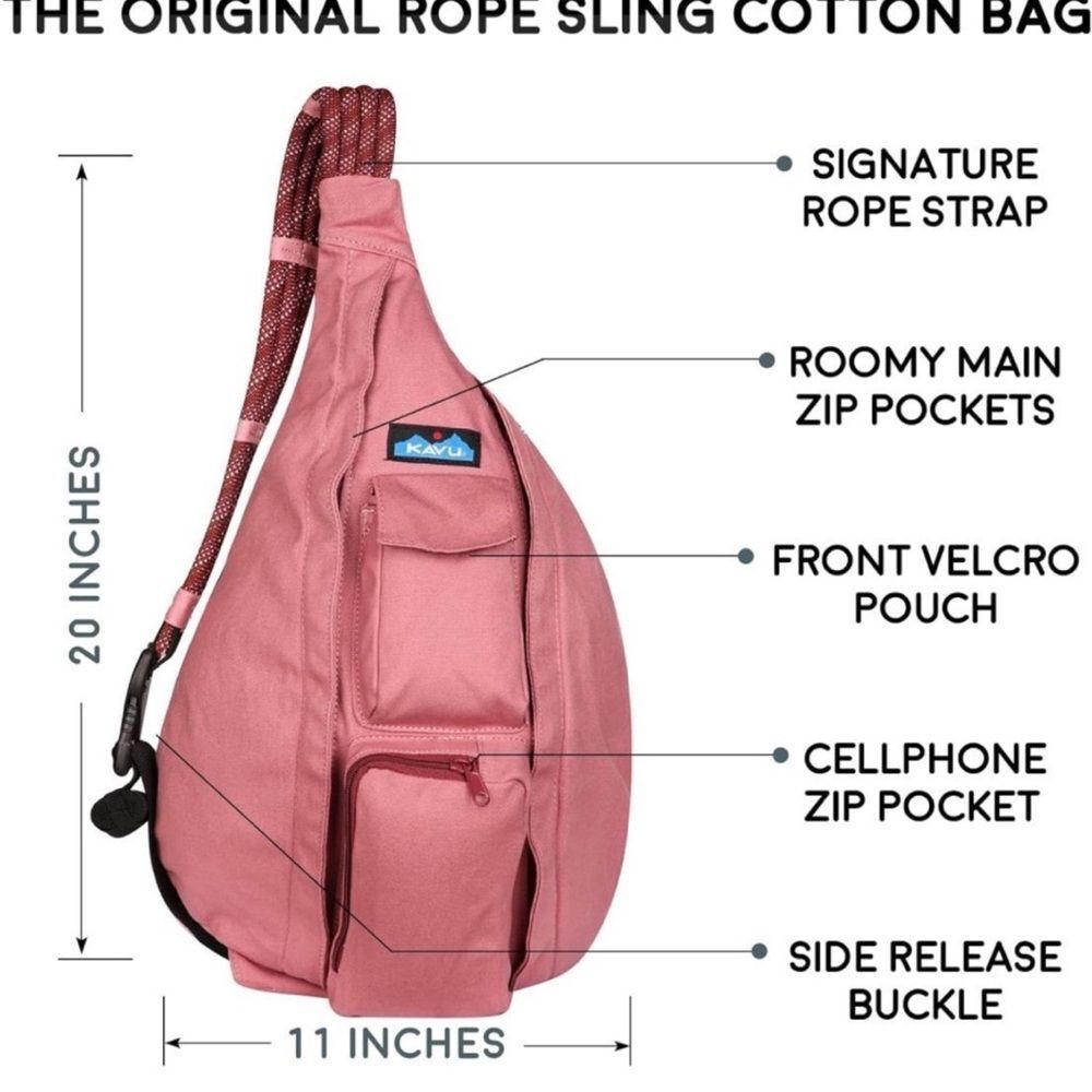 KAVU Rope Sling Fuchsia Pink Aztec Print Adjustable Hiking Beach Vacation - Picture 10 of 14